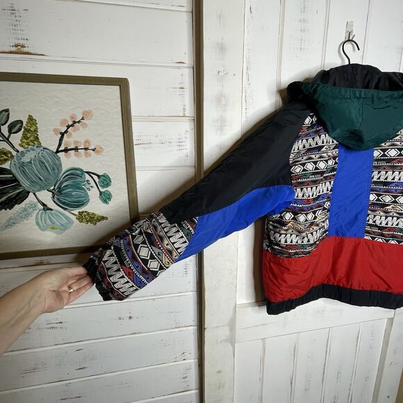 VTG OBERMEYER YOUTH SIZE 16 Ski Snowboard Hooded Jacket Aztec Tribal Southwest - Picture 5 of 16